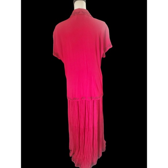 Vintage Lucia Lukken Red Embroidered Broom Skirt Set Top & Skirt Sz L - Picture 3 of 6